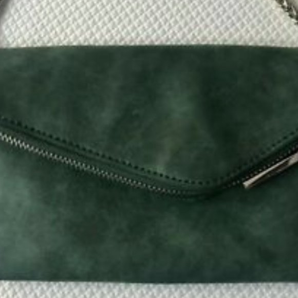 Free People Forest Green Suede Crossbody Clutch - Picture 2 of 3